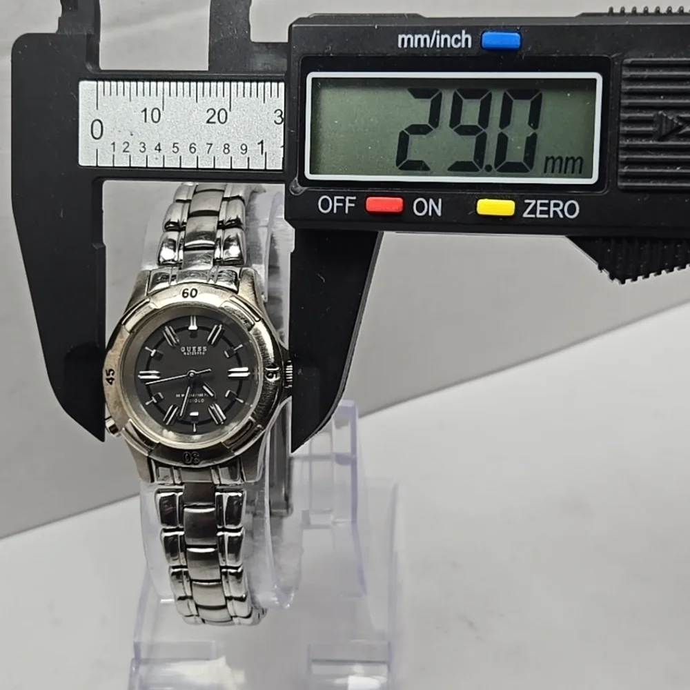 Womens Vintage Guess Waterpro Watch 29mm Silver Tone 50M New Battery